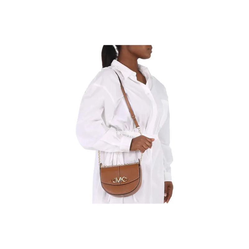MICHAEL KORS Cow Leather Saddle Bag Crossbody Shoulder Bag Mini Women's Caramel Brown-6