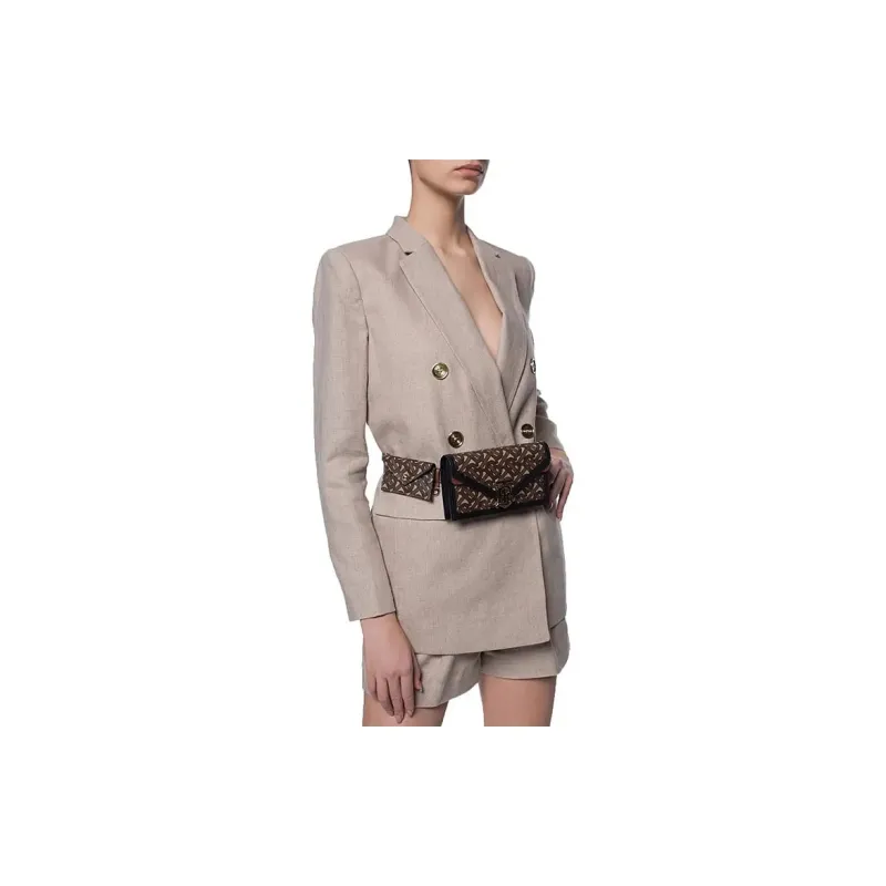 Burberry Monogram PU Combo Bag Shoulder Bag Crossbody Bag Fanny Pack Women's Brown-6