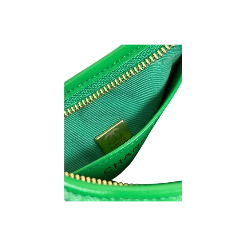 CHANEL Polished Lambskin Hobo Bag, Crossbody Bag, Shoulder Bag Trumpets Women's Green-5