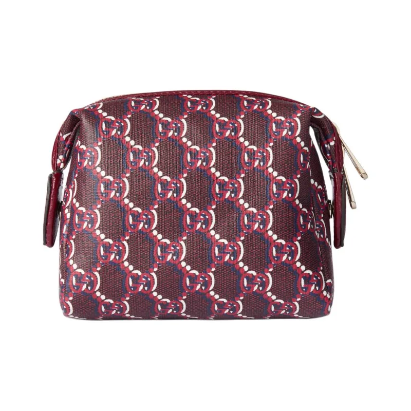 GUCCI Canvas With Leather Trim Clutch Women's Red & Multicolor-3