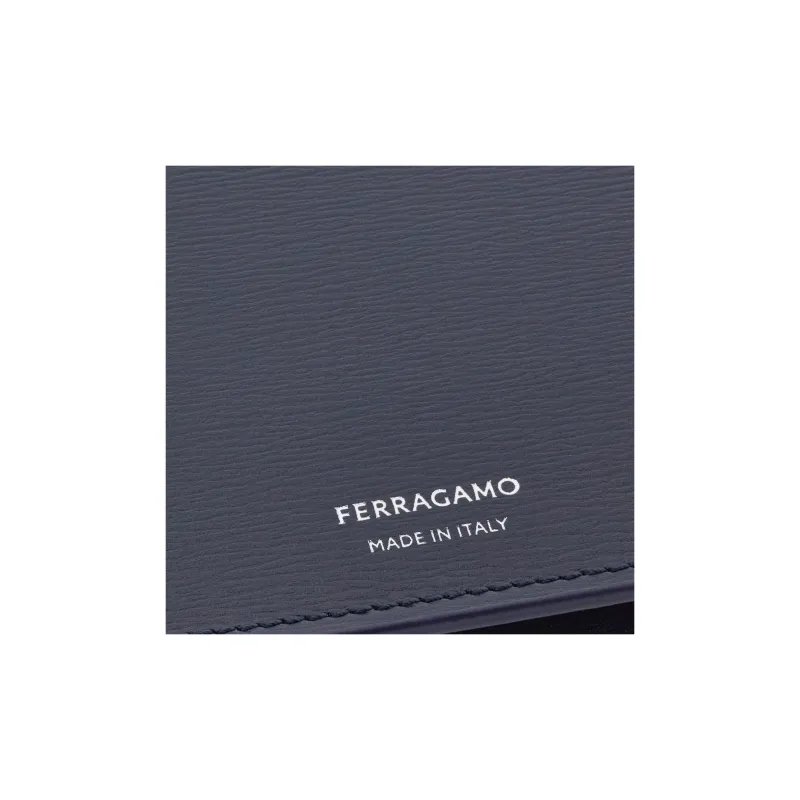 FERRAGAMO Calfskin Wallet Men's Midnight Blue & Black-4