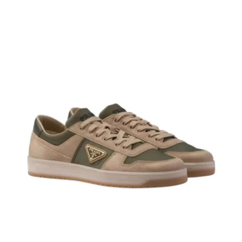 PRADA Downtown Low Top Skateboard Shoes 3.5cm Men's Beige Green-2