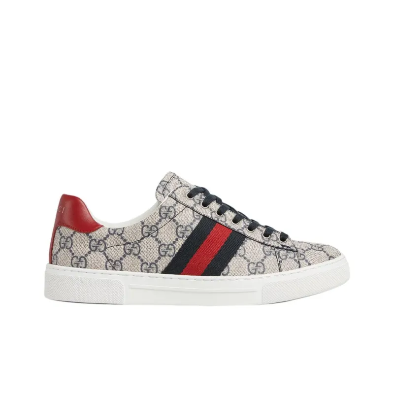 GUCCI ACE Low Top Skateboard Shoes Women's Beige-1