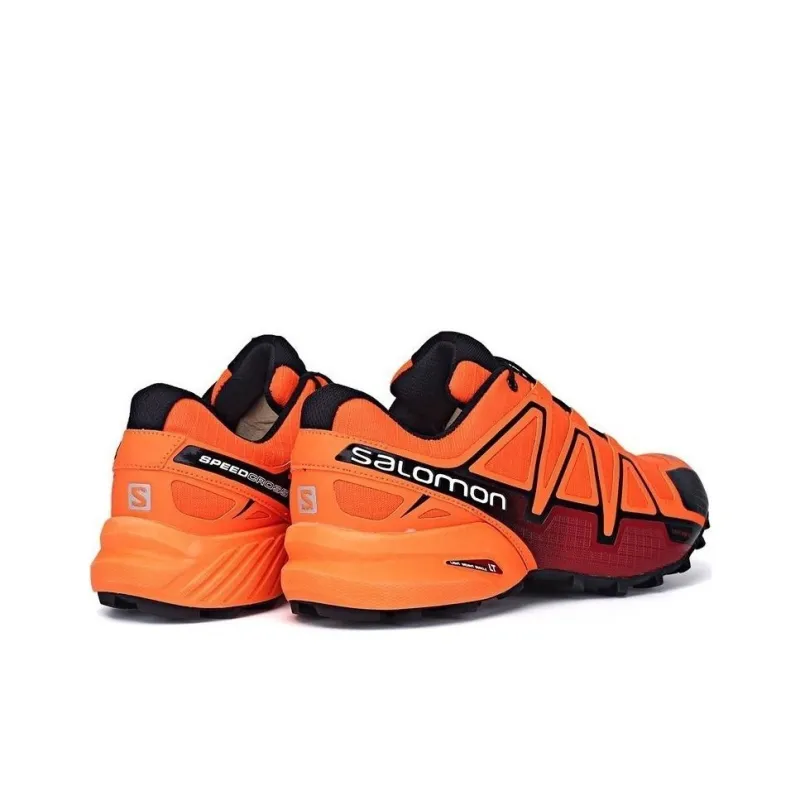 SALOMON Speedcross 4 Anti Slip Wear Resistant Low Top Running Shoes Men's Orange Black-5