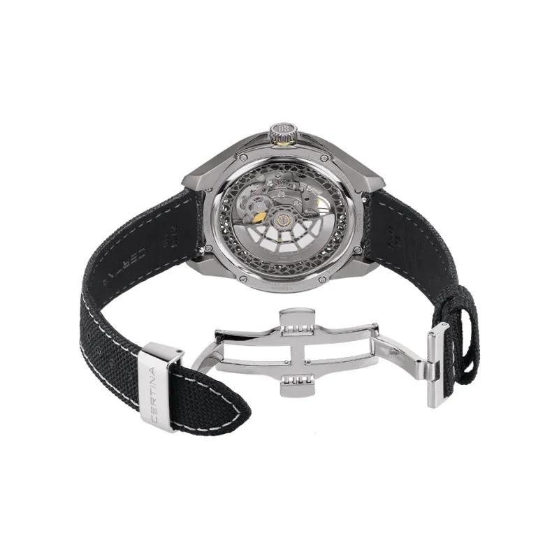 CERTINA S SKELETON Collection Mechanical Movement Men's Watches Watch Gray Dial Titanium Watch Case Fabric Strap-1