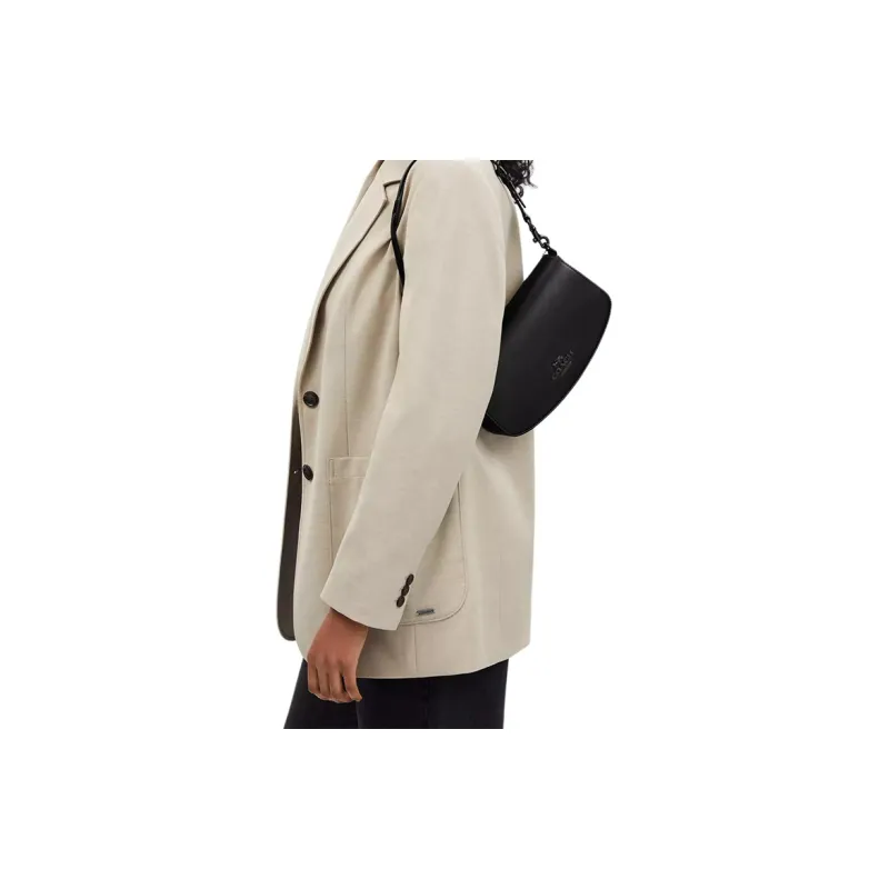 COACH Premium Calfskin Handbag Shoulder Bag Medium Size Women's Black-4