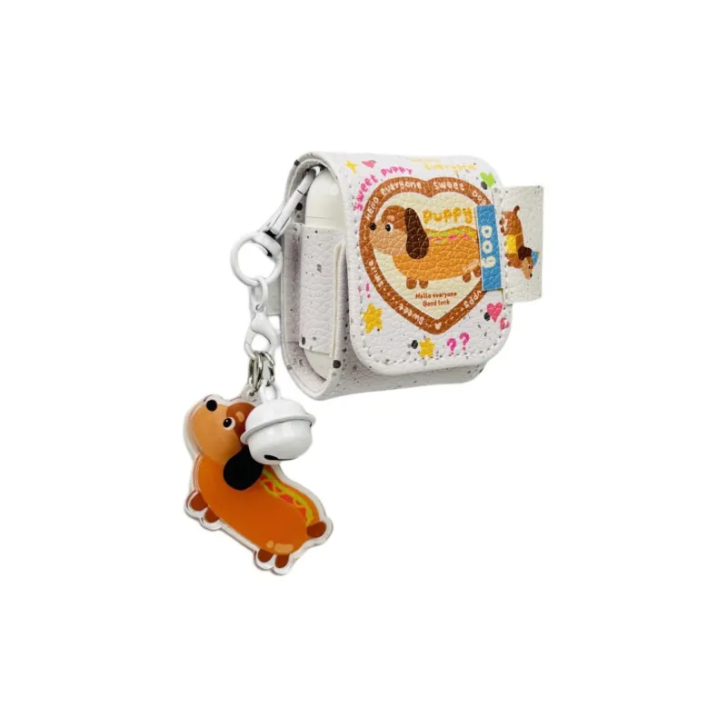 Wei Xin Compatibility With Apple AirPods Pro 2/AirPods Pro/AirPods 3/2 Leather Flap Dachshund Pendant Headphone Cases-1