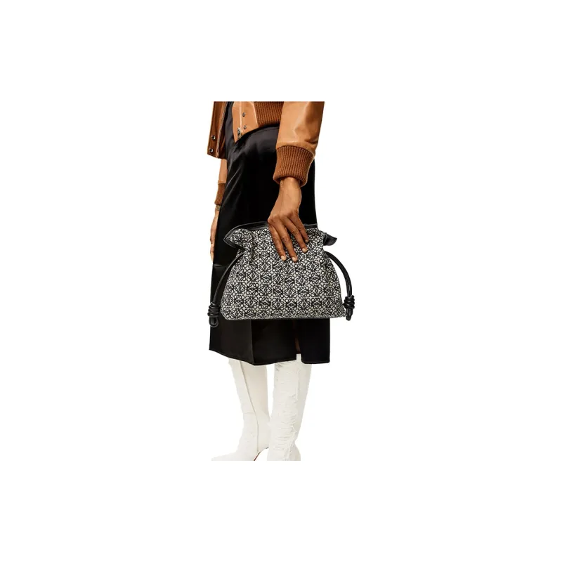 LOEWE Calfskin Panel Jacquard Fabric Clutch, Crossbody Bag, Shoulder Bag Women's-6