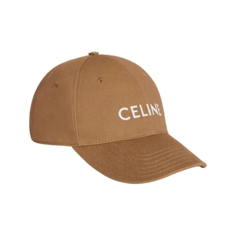 CELINE Cotton Baseball Caps Men's Light Brown-3