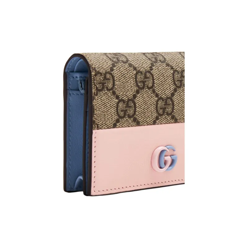 GUCCI GG Marmont Canvas Card Holder Women's Ebony & Light Pink-2