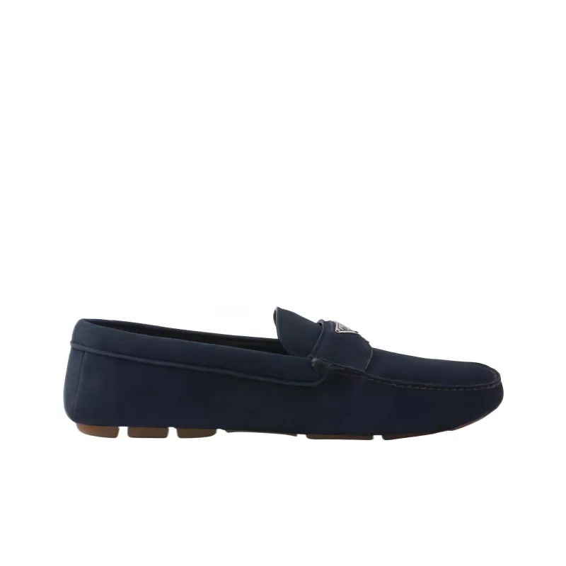 PRADA Triangle-logo Suede Loafers-1