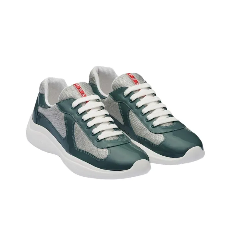 PRADA America's Cup Low-Top Casual Shoes Men's Silver Green-2