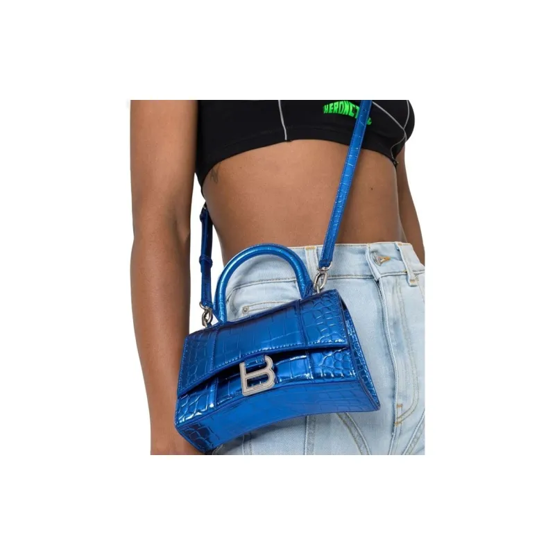 Balenciaga Hourglass Calfskin Handbag Shoulder Bag Crossbody Bag Women's Blue-9
