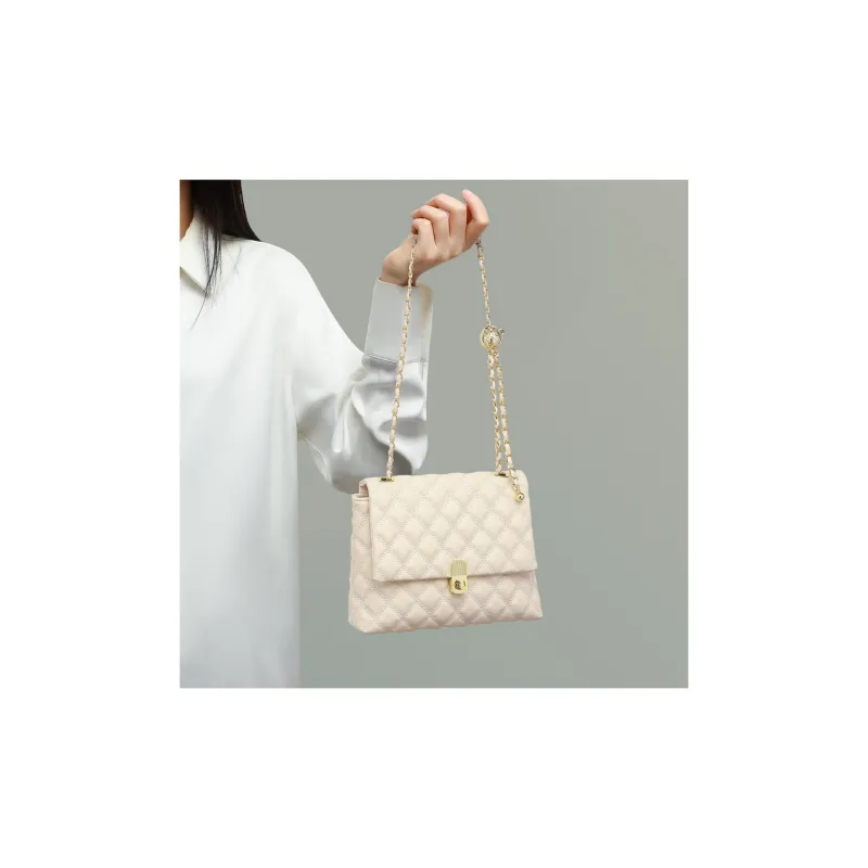 C°BANNER Cow Leather Small Square Bag With Diamond Pattern, Chain Bag, Crossbody Bag Regular Women's Black-17