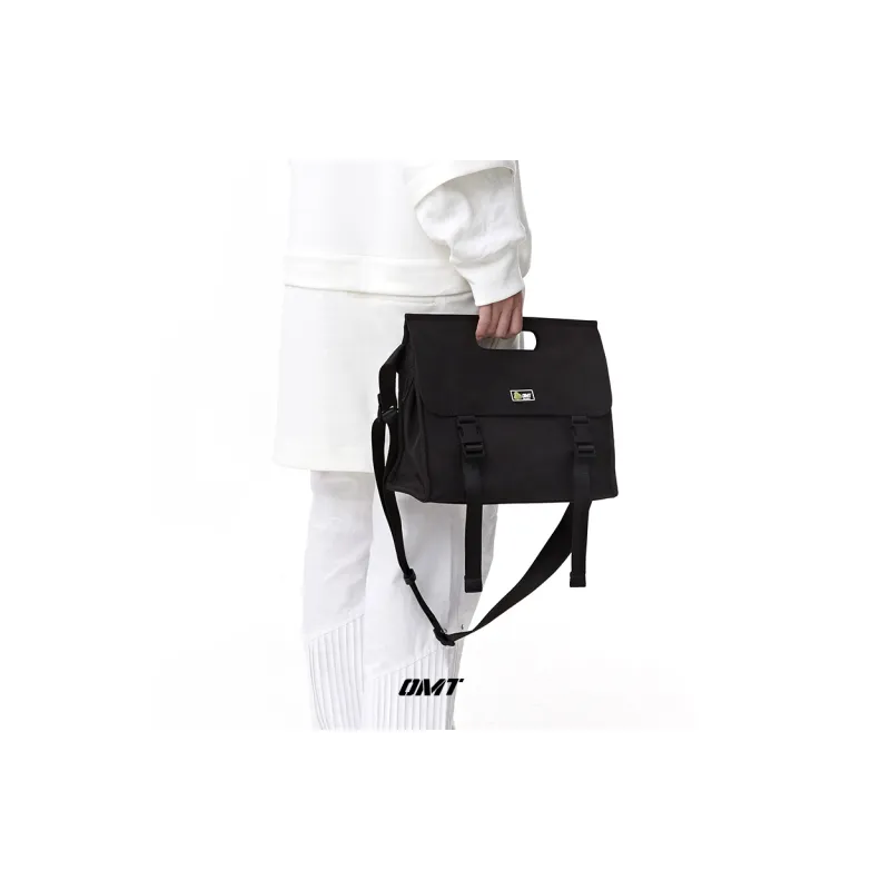 OMT Canvas Messenger Bag Crossbody Handbag Medium Size Unisex Black-5