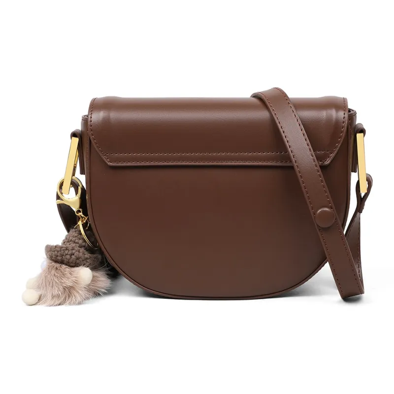 PT'SON Cow Leather With Synthetic Leather Shoulder Bag, Crossbody Bag Regular Women's Coffee-3