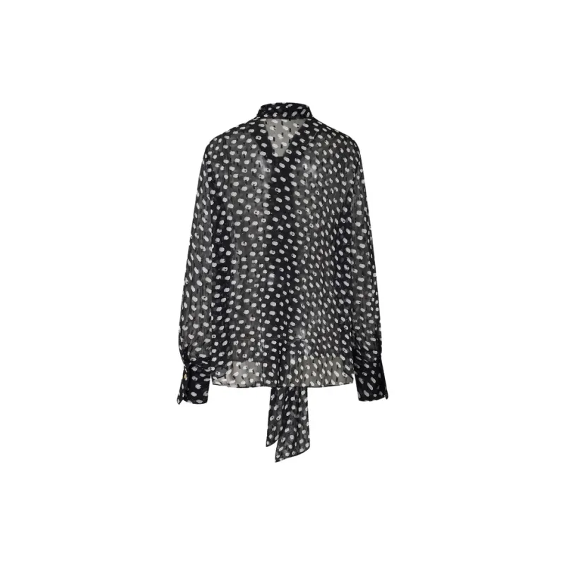 MOCO Shirt Women's Black White Polka Dots-1