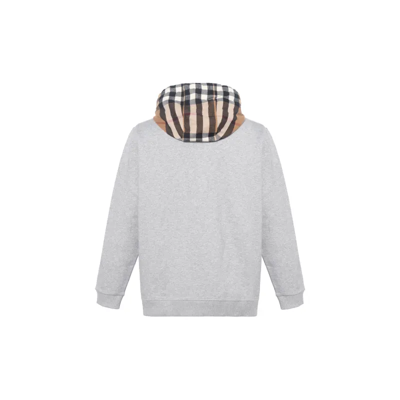 Burberry Check Hood Cotton Blend Hooded Sweatshirt-1