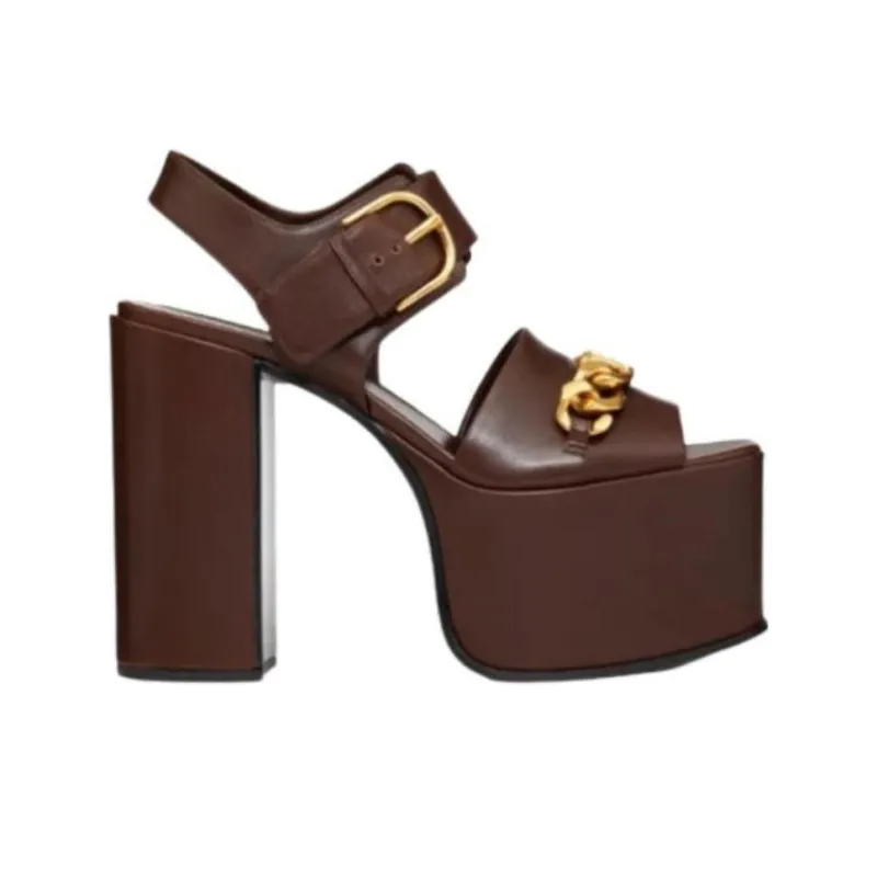 Valentino Garavani V Chain Linked Platform Sandals Brown Women's-1