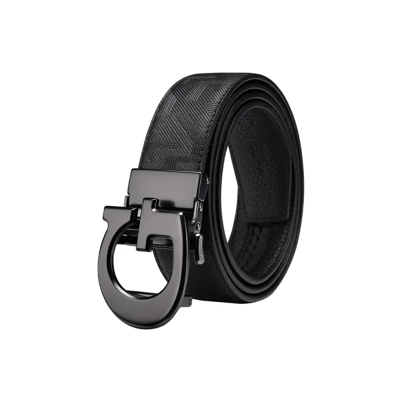 GOLF Cow Leather Leather Belts Men's Matte Black Gun 3.5cm-1
