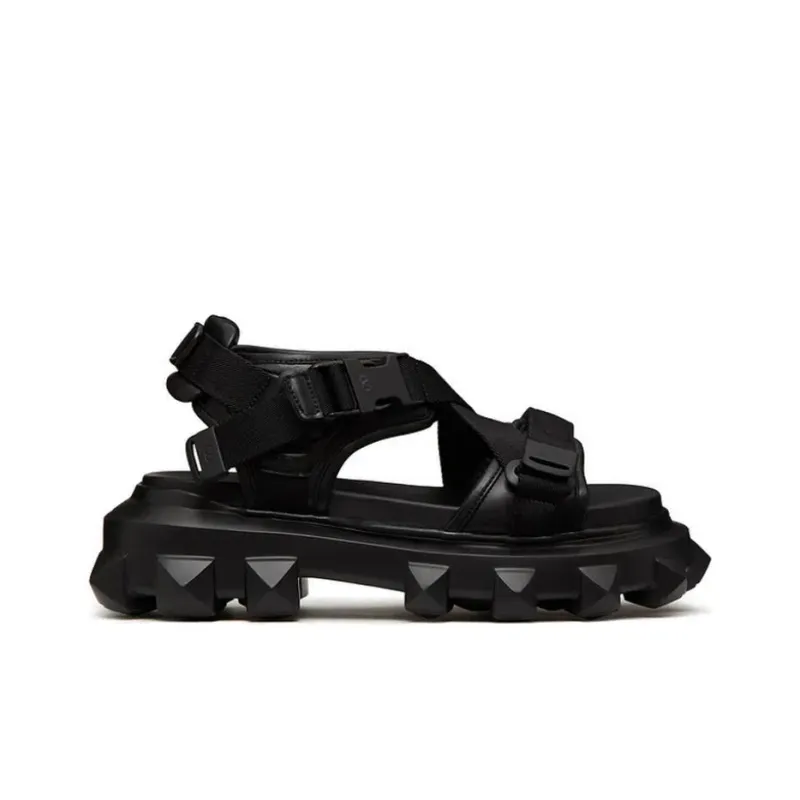 Valentino Trackstud Beach Sandals Men's Black-1