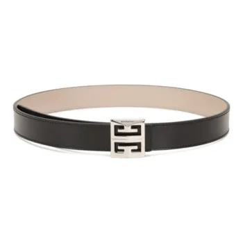 GIVENCHY Logo Sign Calfskin Leather Belts Women's Black