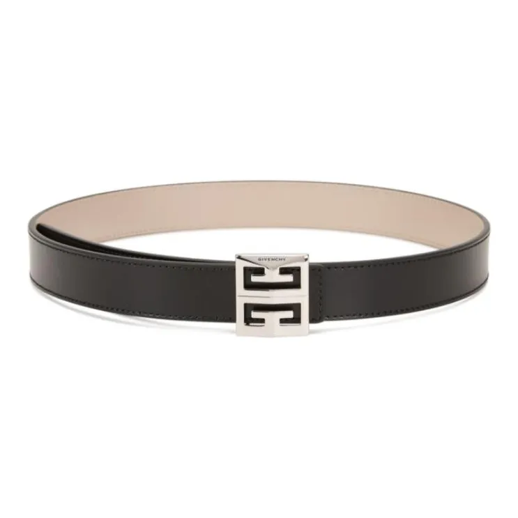GIVENCHY Logo Sign Calfskin Leather Belts Women's Black-0