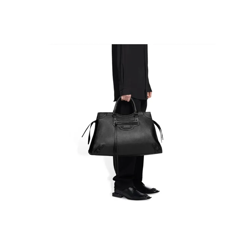 Balenciaga Neo Classic Grain Calfskin Handbag Large Size Women's Black-5