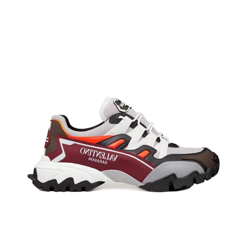 Valentino Climbers Anti Slip Wear Resistant Low Top Casual Shoes Men's Gray Red-1