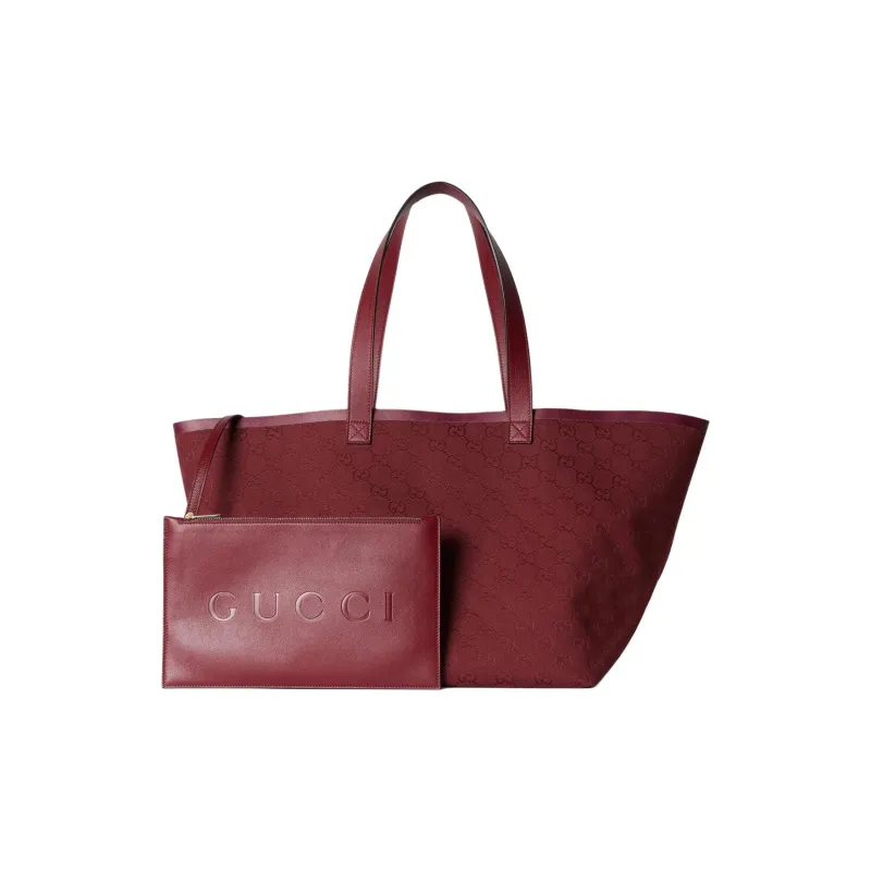 GUCCI Canvas Tote Bag Shopping Bag Handbag Shoulder Bag Medium Size Women's Red-1