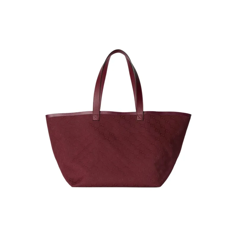 GUCCI Canvas Tote Bag Shopping Bag Handbag Shoulder Bag Medium Size Women's Red-0
