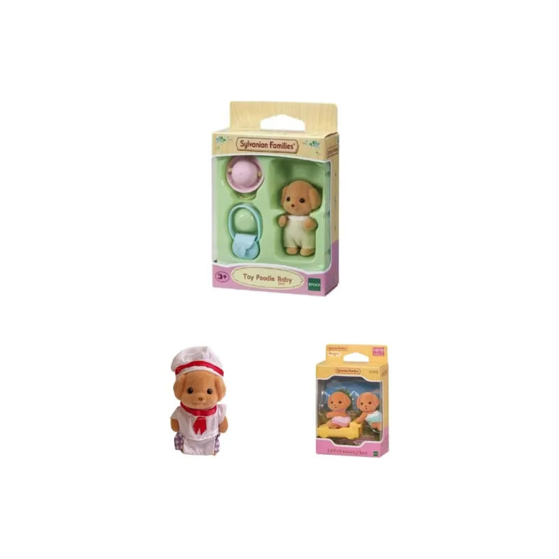 Sylvanian Families Poodle Family Dolls Plush Doll Small Size Tall-5