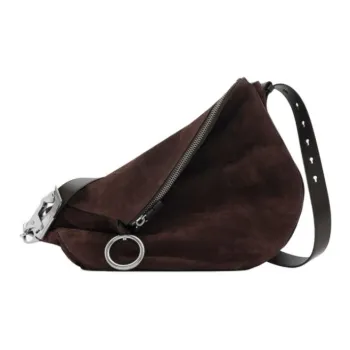 Burberry Suede Shoulder Bag, Crossbody Bag Medium Size Women's Dark Brown