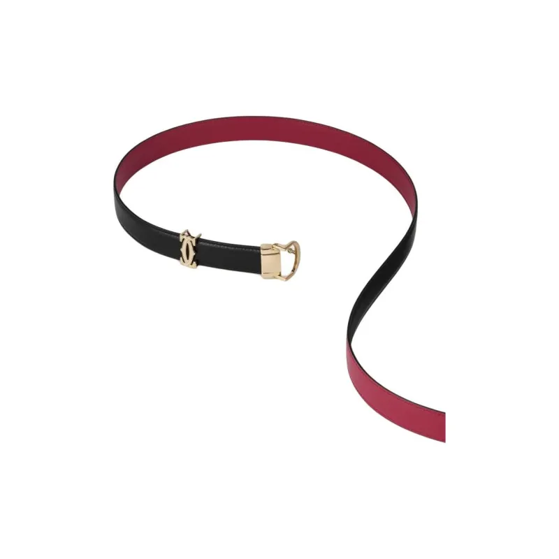 CARTIER Solid Color Design Calfskin Leather Belts Women's Cherry Red Width: 2.5CM-1