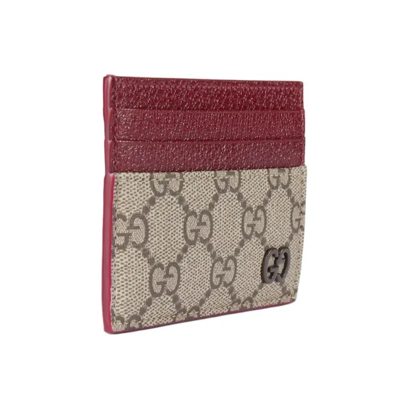 GUCCI Canvas With Leather Card Holder Regular Men's Beige & Ebony-1