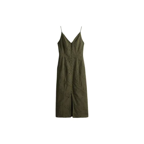 H&M Slip Dresses Women's Dark Khaki Green