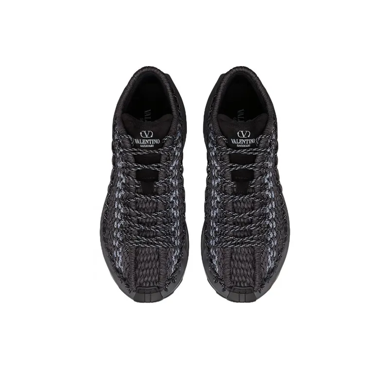 Valentino Crochet Sneakers 'Black'-3