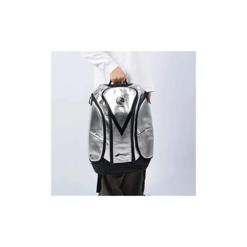 LiNing Fabric Backpack Regular Unisex Silver/Black-5