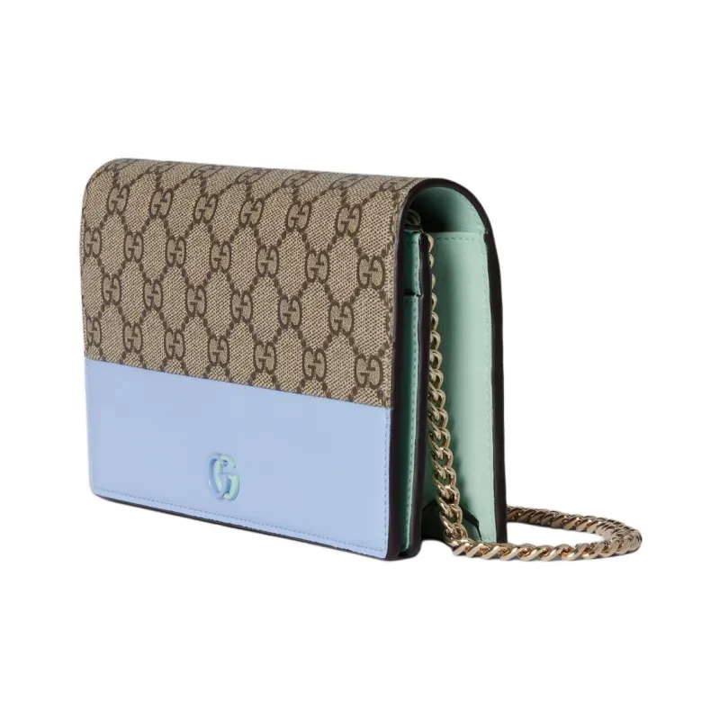 GUCCI GG Marmont Supreme Canvas With Leather Trim Shoulder Bag, Crossbody Bag, Wallet Women's Ebony & Light Purple-1