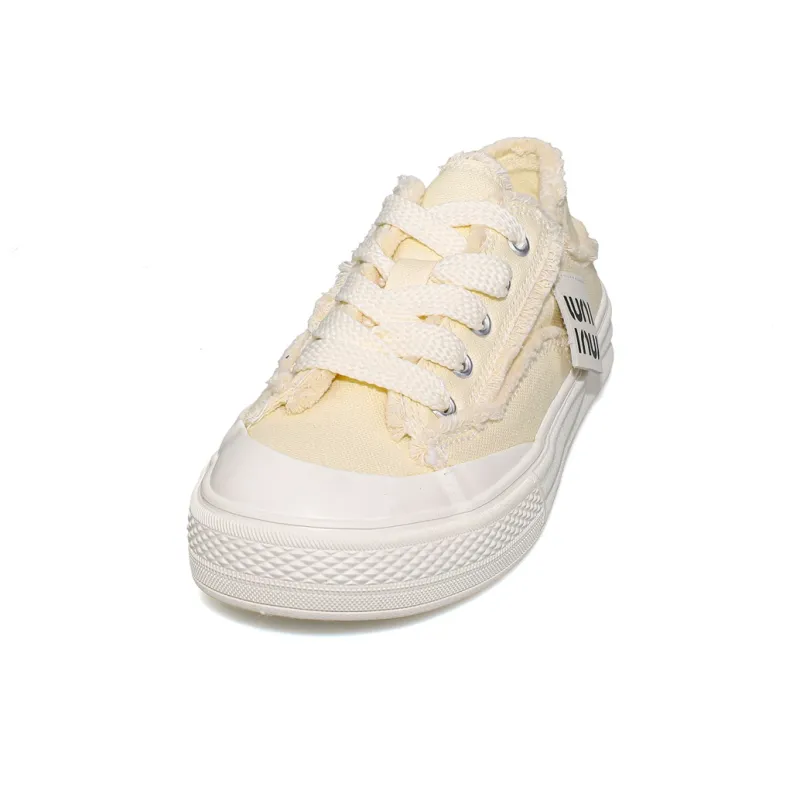 B10CROWN Anti Slip Wear Resistant Breathable Lightweight Low Top Canvas Shoes Women's Yellow-2