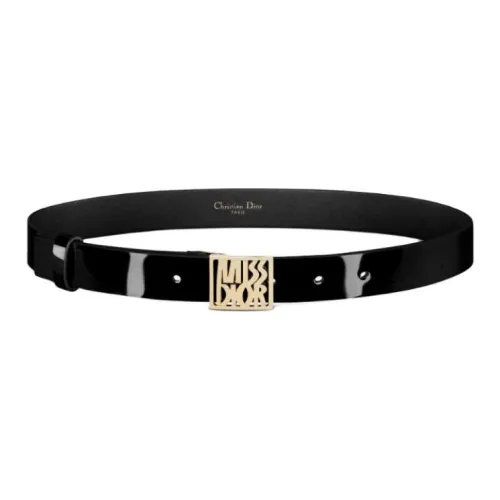 DIOR Cow Leather Belts Women's Black Width 2.5cm