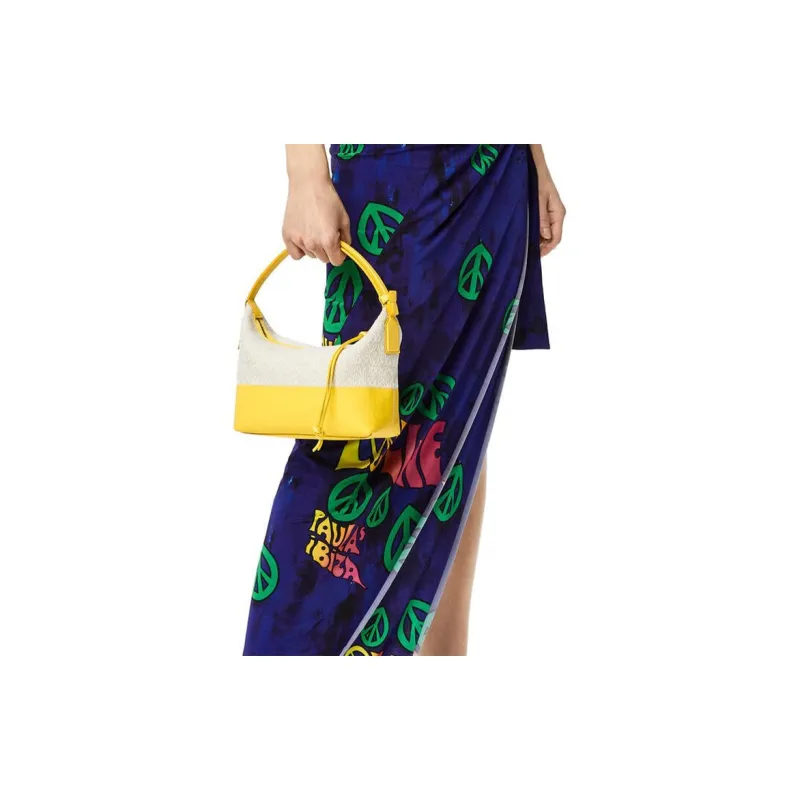 LOEWE Cubi Canvas Cow Leather Base Lunch Box Bag Shoulder Bag Handbag Small Size Women's Lemon-4