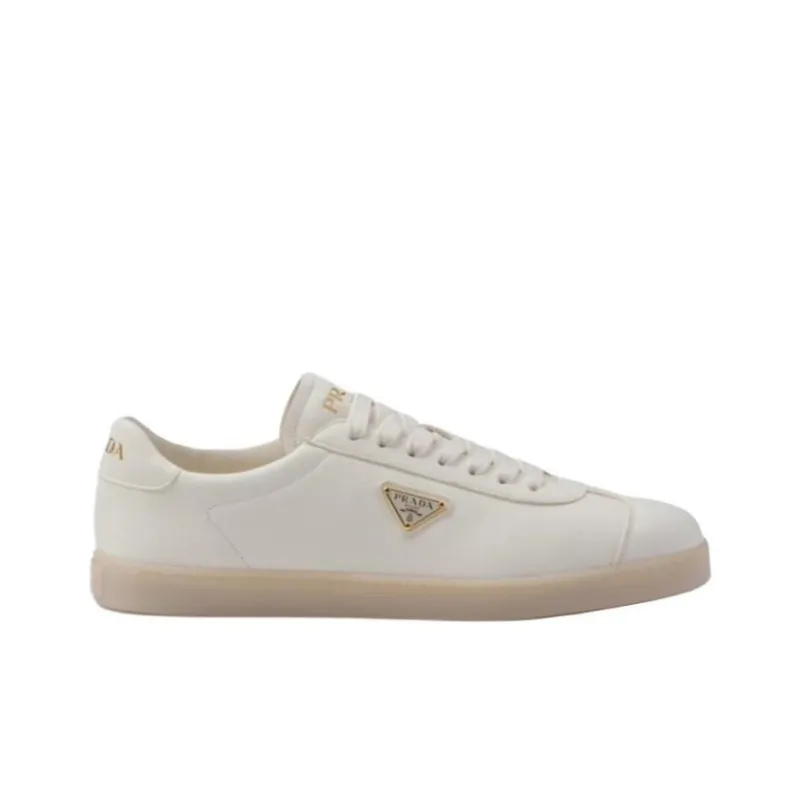 PRADA Triangle-logo Leather Sneakers-1