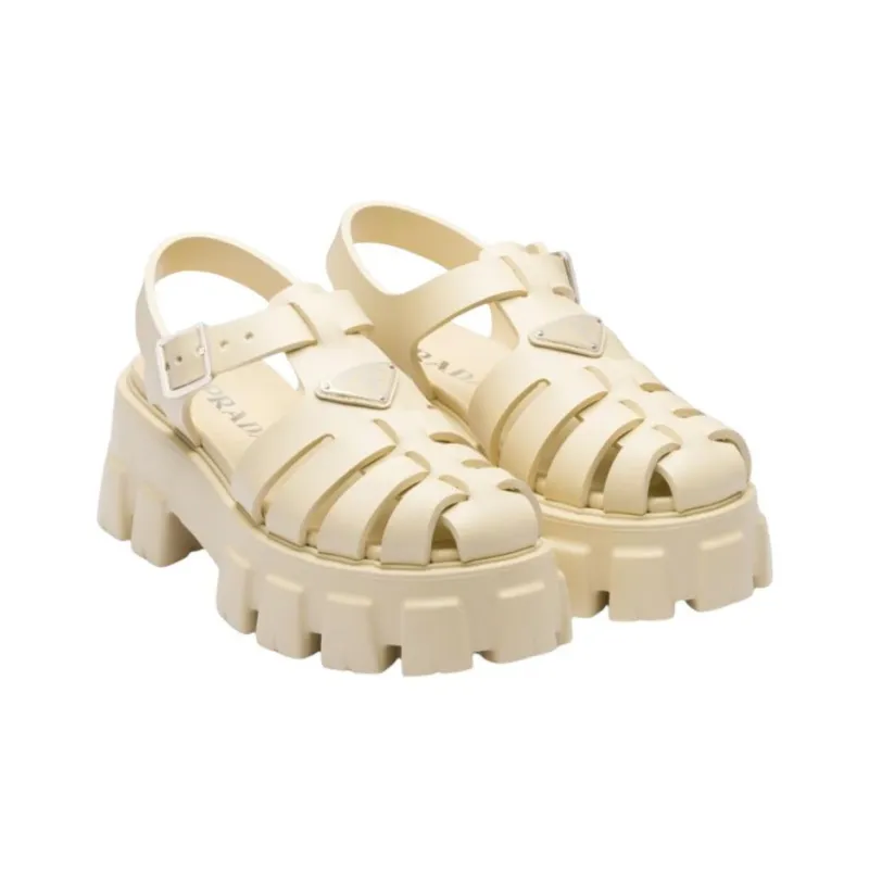 PRADA Monolith 55mm Triangle-logo Sandals-2