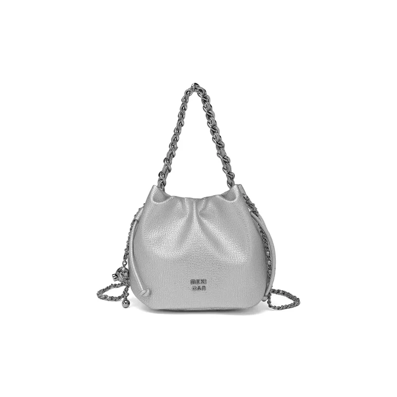 MEXICAN Polyurethane Leather Shoulder Bag Women's Midnight Black/Space Silver/Coconut Milk White-5