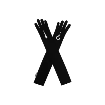 MOSCHINO Exclamation Question Mark Intarsia-Knit Long Gloves