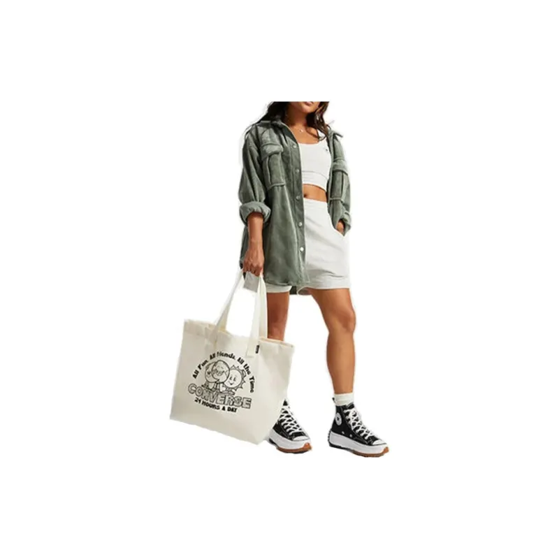 Converse Polyester Tote Bag, Shopping Bag, Shoulder Bag, Handbag Regular Unisex Ecru-7