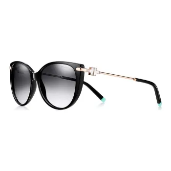 TIFFANY & CO. Oval Sunglasses Unisex Black