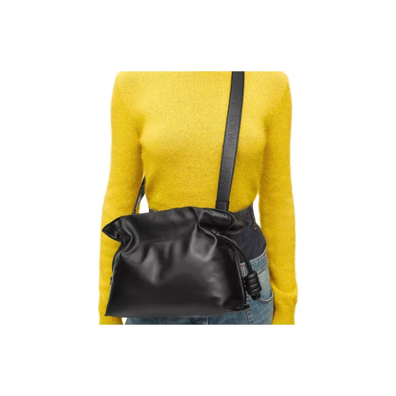 LOEWE Puffer Flamenco Clutch In Shiny Nappa Lambskin Black-5