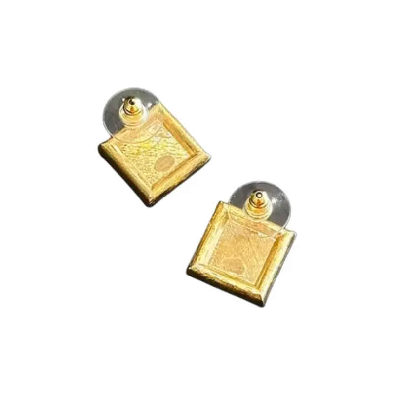 CHANEL Alloy Silver Plated Artificial Gemstone Gold Plated Earrings Women's Pink/Black-5